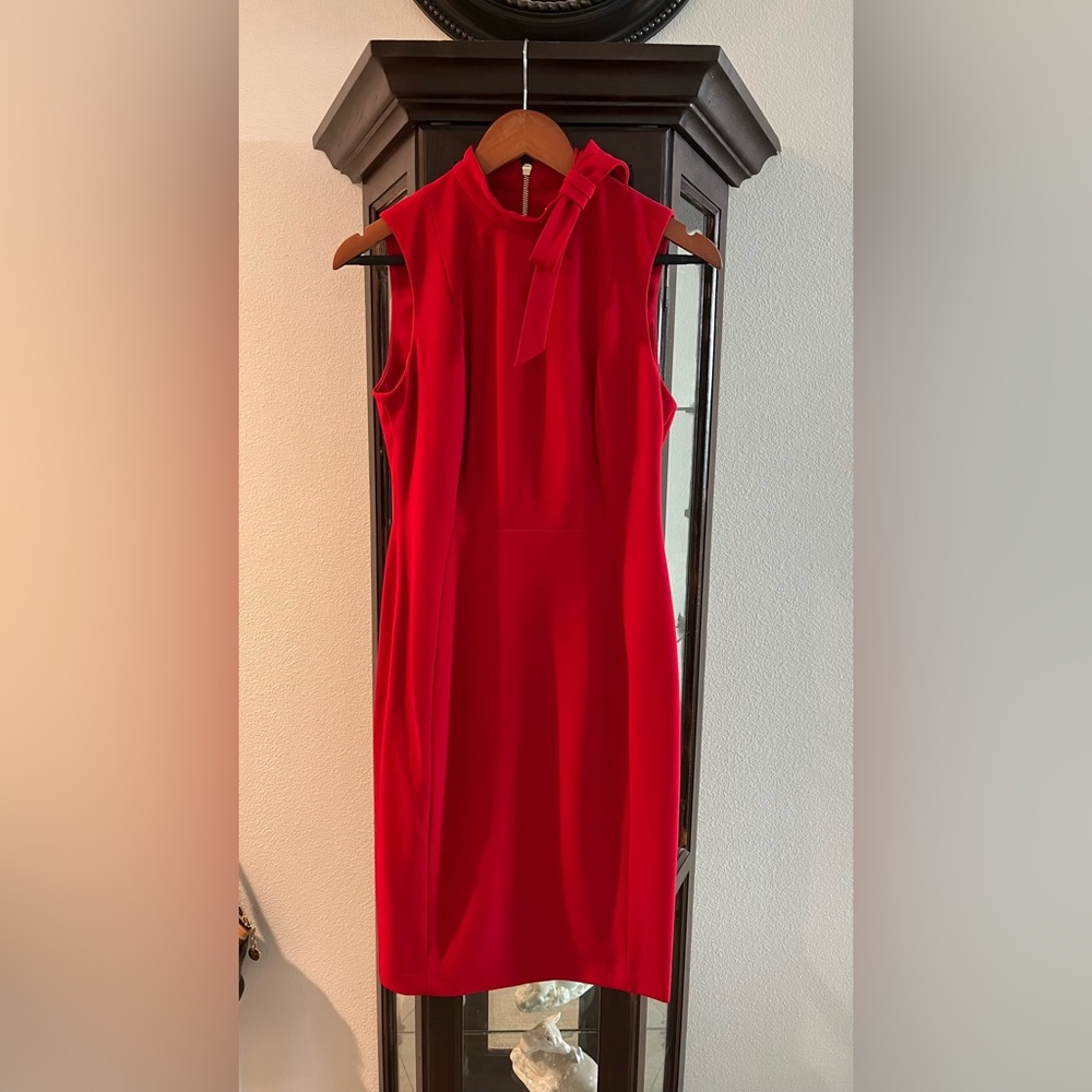 Calvin Klein dress color red, like new just used once size 6